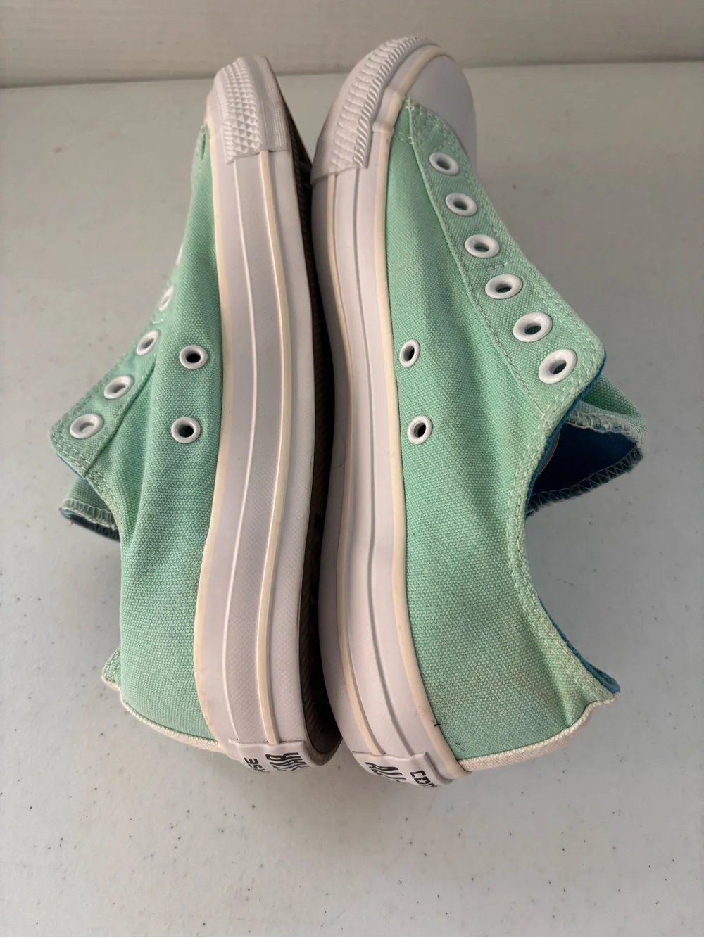 Converse Mint Green Slip-On Canvas Sneakers with White Soles - Picture 9 of 11